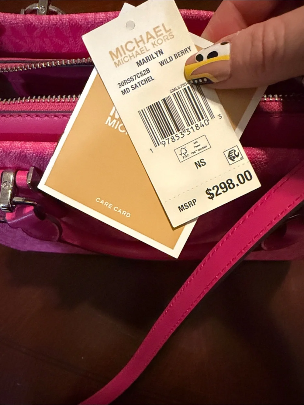 Michael Kors Bright Pink Logo-Print Satchel